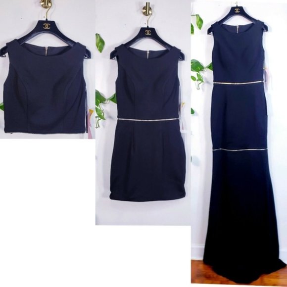 Black Cocktail Formal Dress XS Tank‎ Convertible Long 3 Tier Jovani Dress NWT - Picture 1 of 12